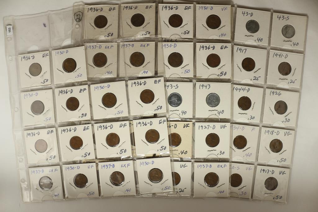 54 ASSORTED 1917-1943 LINCOLN WHEAT PENNIES (1 of 4)