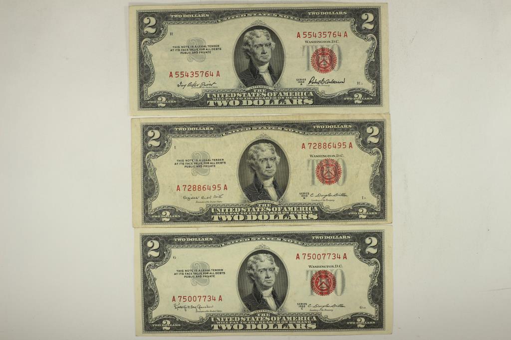 1953-A, 53-B & 53-C $2 RED SEAL US NOTES NICE (1 of 2)