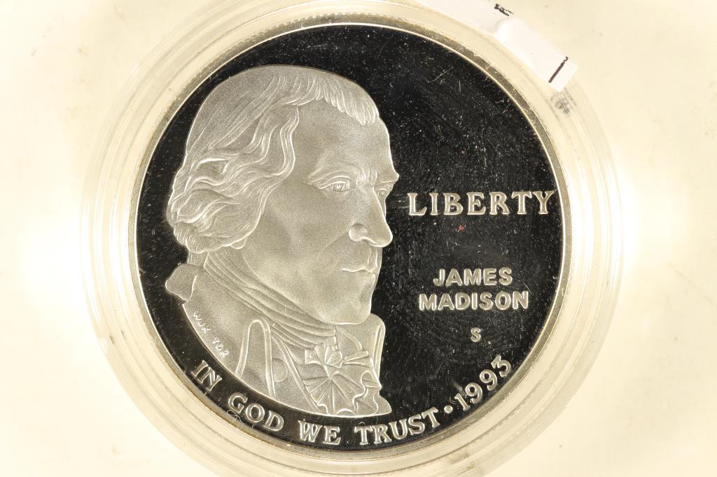 1993-S JAMES MADISON BILL OF RIGHTS PROOF SILVER: DOLLAR