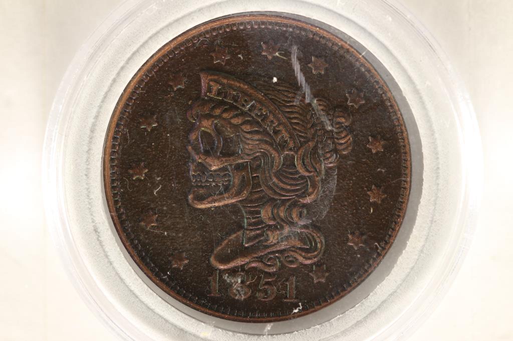 FANTASY CARVING ON A 1851 HALF CENT COPY (1 of 2)