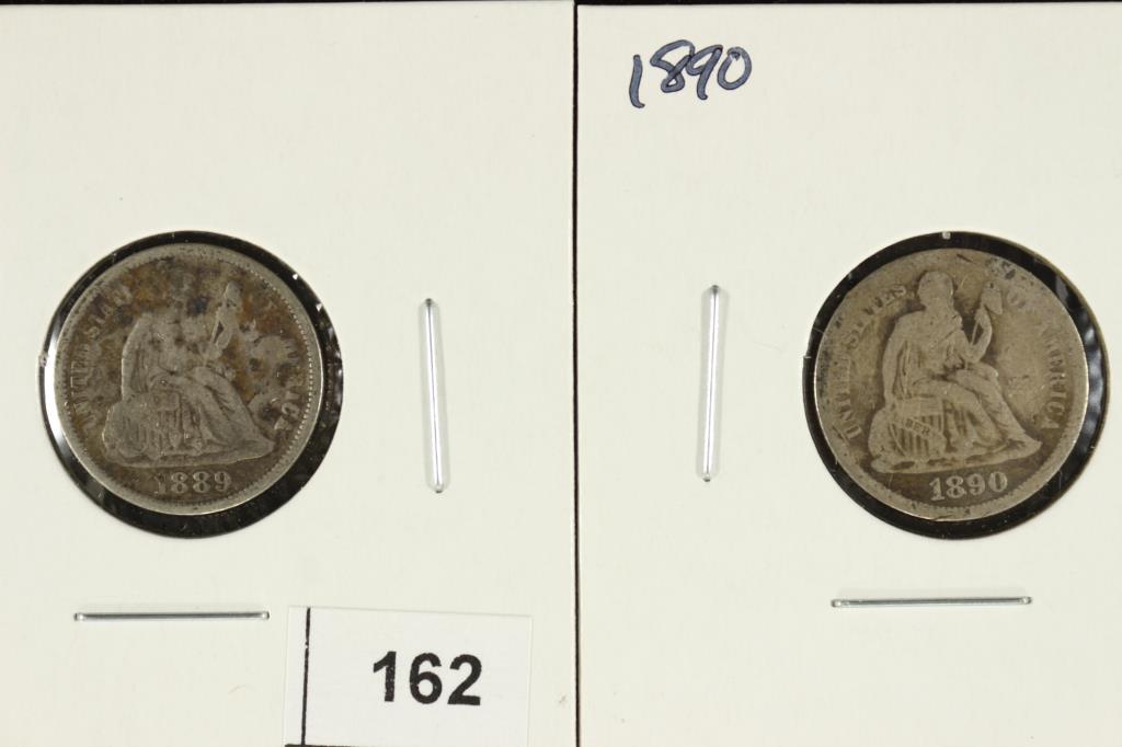 1889 (FINE) & 1890 (FINE) SEATED LIBERTY DIMES (1 of 2)