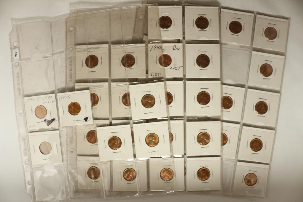 37 BRILLIANT UNC LINCOLN WHEAT CENTS DATES FROM (1 of 4)