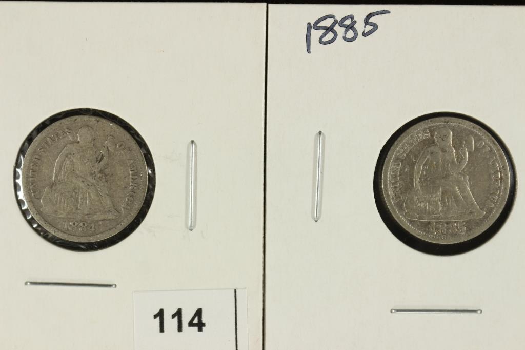 1884 EXTRA FINE & 1885 (FINE) SEATED LIBERTY DIMES (1 of 2)