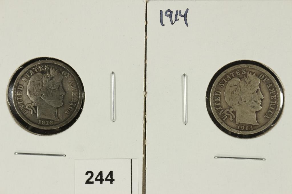 1913 & 1914 BARBER DIMES BOTH FINES (1 of 2)