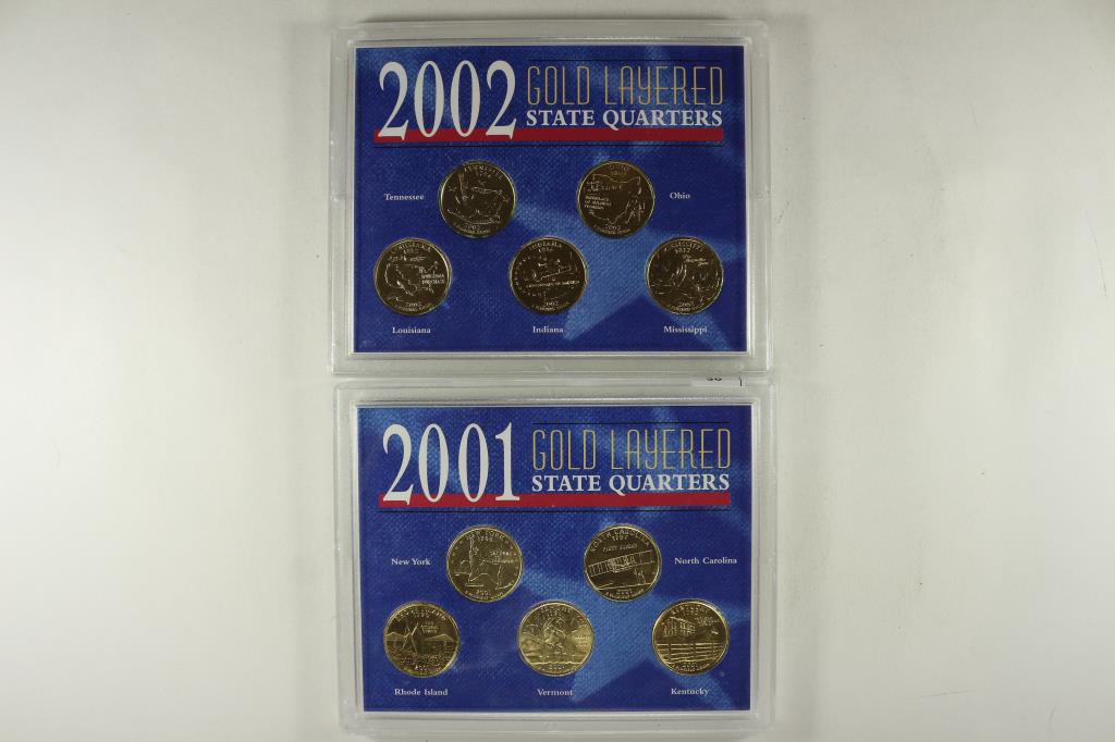 2001 & 2002 GOLD LAYERED 50 STATE QUARTER SETS (1 of 2)