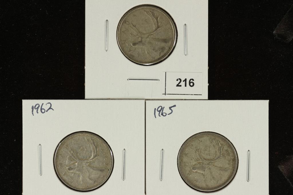 1955, 1962 & 1965 CANADA SILVER 25 CENTS (1 of 2)