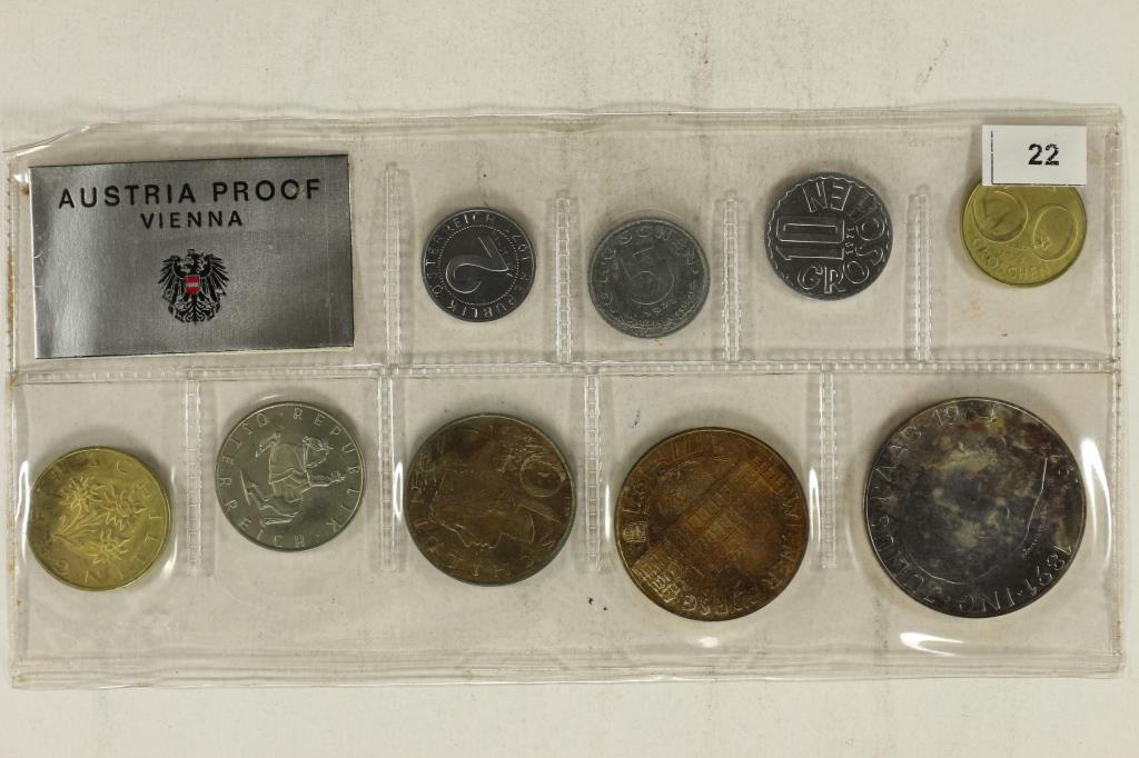 1971 AUSTRIA 9 COIN PROOF SET WITH SILVER (1 of 2)