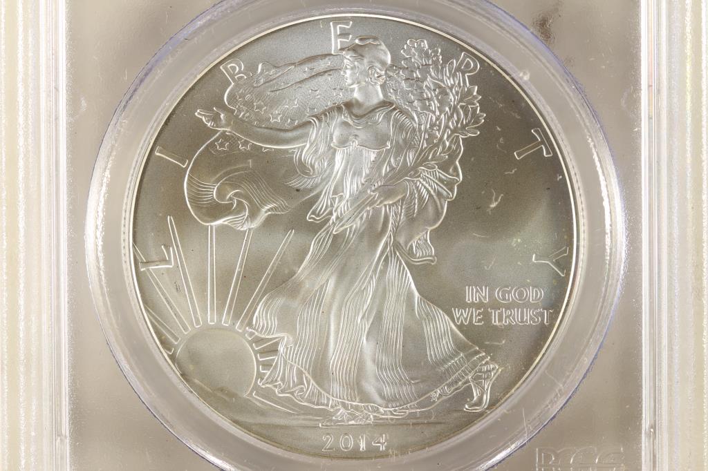 2014 (S) AMERICAN SILVER EAGLE PCGS MS70 (1 of 3)