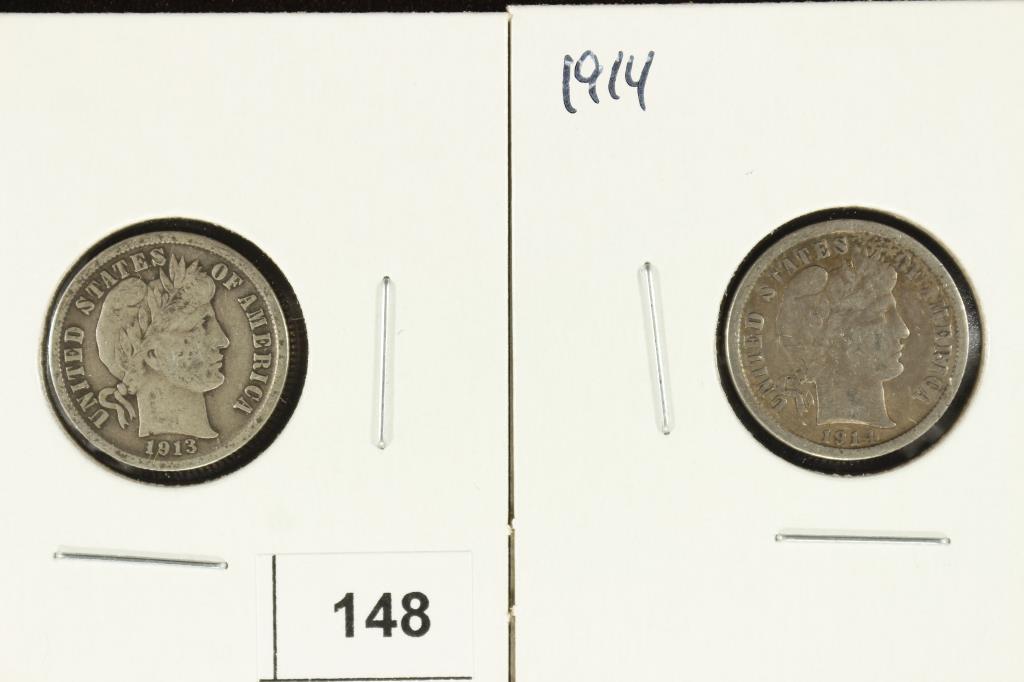 1913 & 1914 BARBER DIMES BOTH FINES (1 of 2)