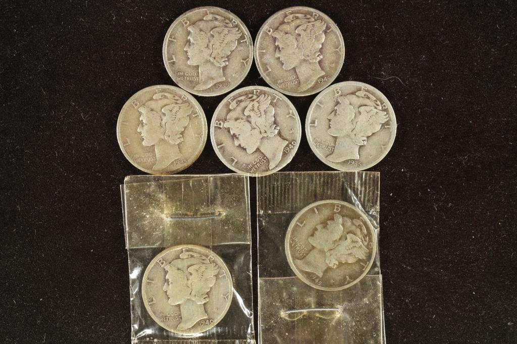 7 ASSORTED 1930'S & 40'S MERCURY DIMES (1 of 2)