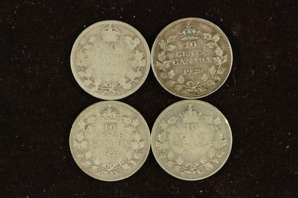 1902, 1928, 1931 & NO DATE CANADA SILVER 10 CENTS (1 of 2)