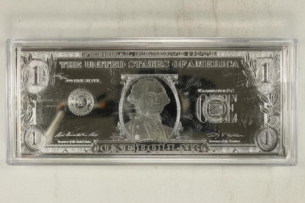 1 TROY OZ .999 PURE SILVER $1 BILL  PROOF (1 of 2)