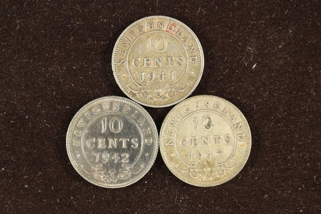 1941-C, 1942-C & 1945-C NEWFOUNDLAND SILVER 10 (1 of 2)
