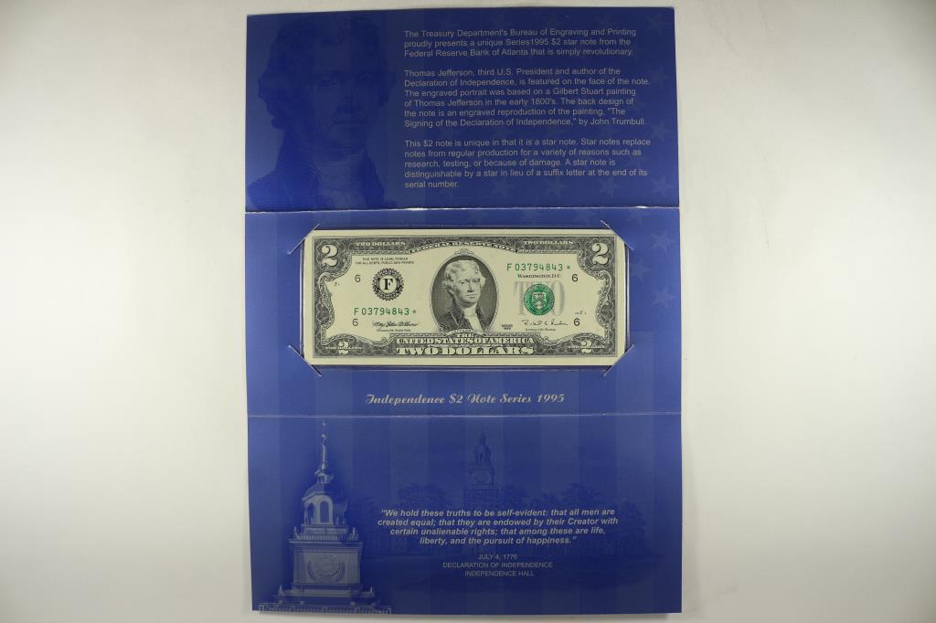 1995 US $2 FRN STAR NOTE CRISP UNC ATLANTA (1 of 3)