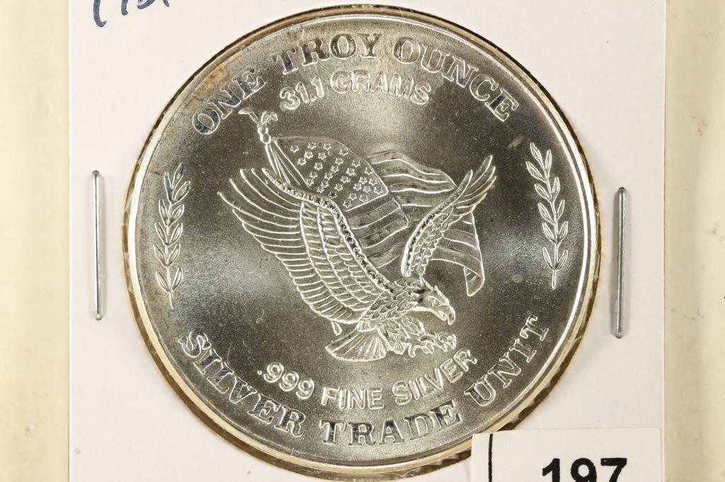 1981-1 TROY OZ .999 FINE SILVER ROUND "SILVER: TRADE UNIT", MINTED FROM US STRATEGIC STOCKPILE SILVER FORMALLY STORED AT US ASSAY OFFICE SAN FRANCISCO