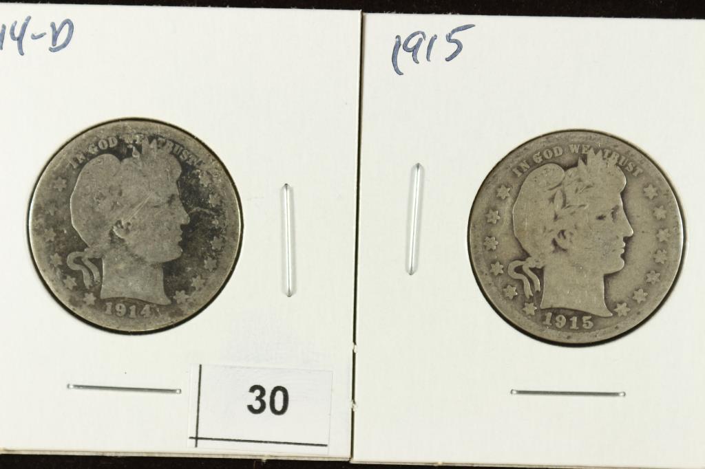 1914-D & 1915 BARBER QUARTERS (1 of 2)