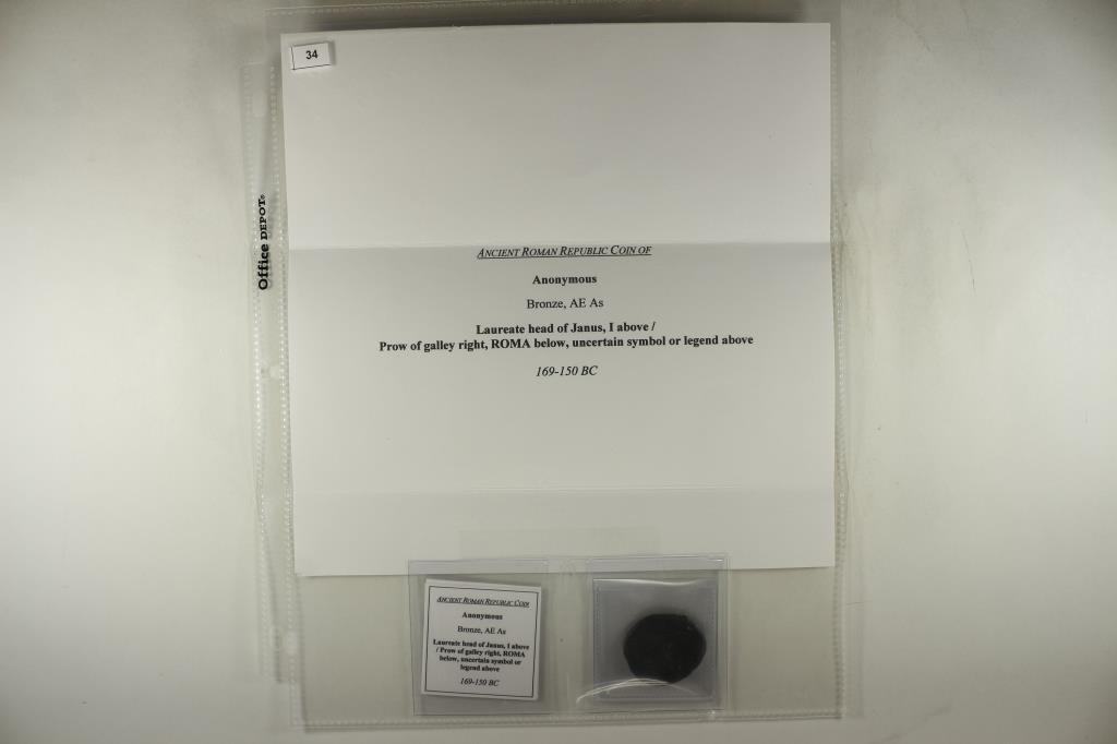 169-150 B.C. ANONYMOS ANCIENT ROMAN REPUBLIC (1 of 2)