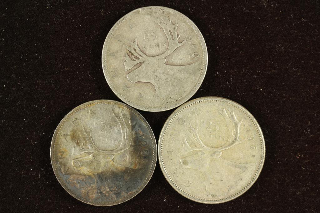 1940, 1951 & 1961 CANADA SILVER 25 CENTS (1 of 2)
