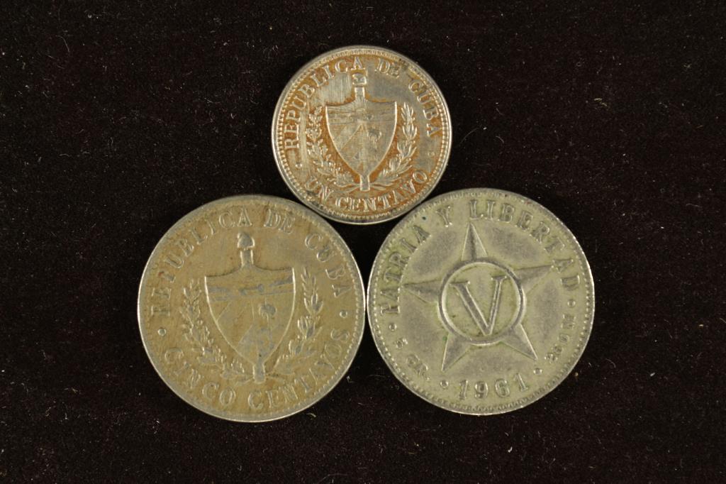 3 CUBA COINS 1920 CENTAVO, 1946 5 CENTAVO AND 1961 (1 of 2)