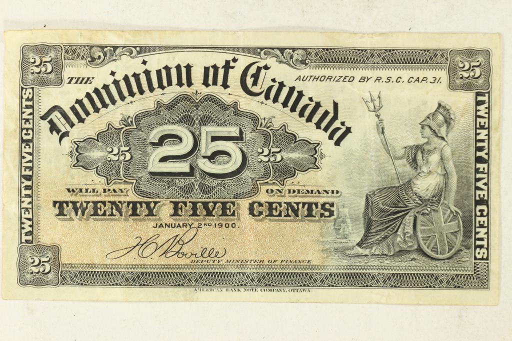 1900 DOMINION OF CANADA 25 CENT FRACTIONAL BILL (1 of 2)