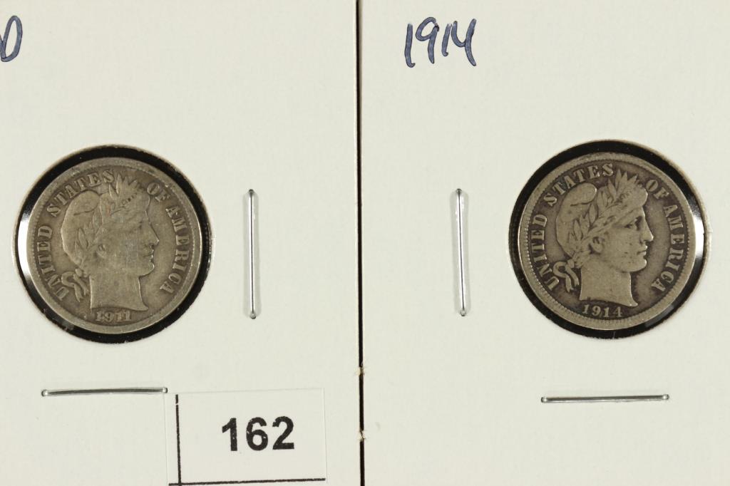 1911-D VERY FINE & 1914 BARBER DIMES (FINE) (1 of 2)