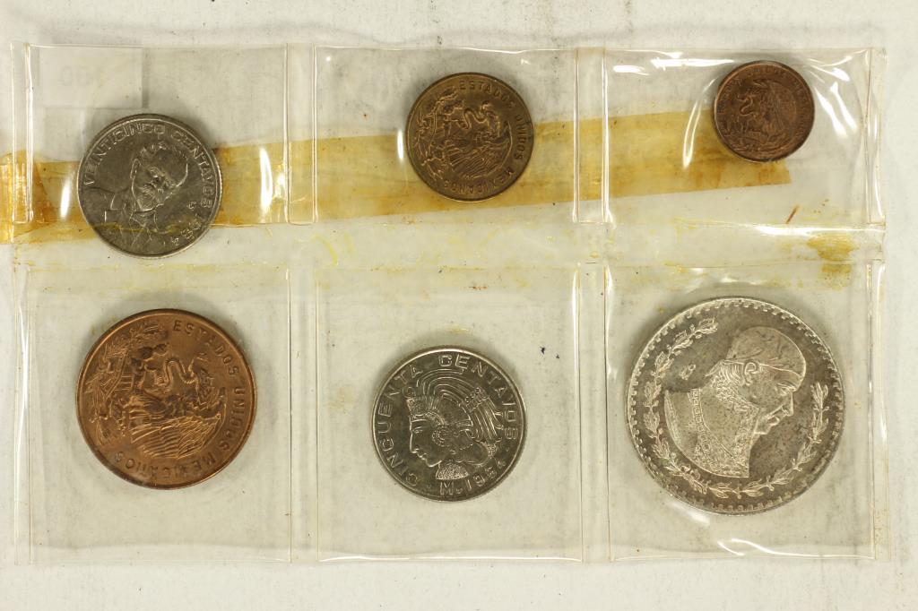 1964 MEXICO MINT UNC SET INCLUDES .100 SILVER PESO (1 of 2)