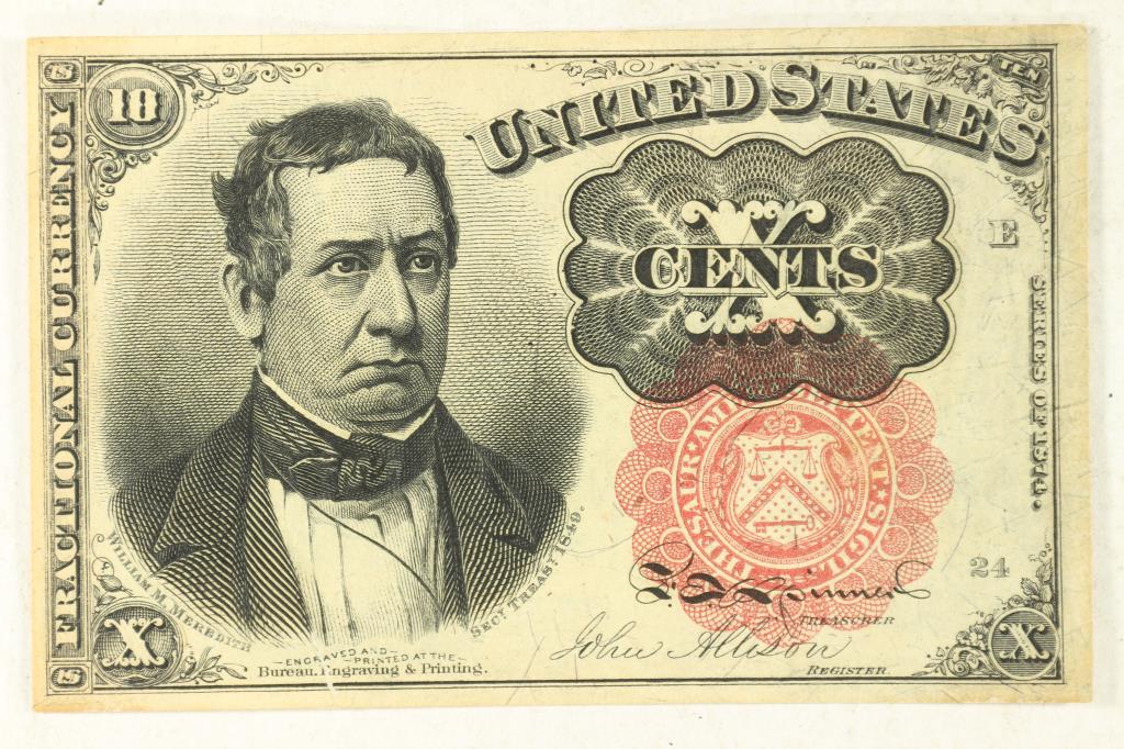 SERIES OF 1874 TEN CENT US FRACTIONAL CURRENCY (1 of 2)