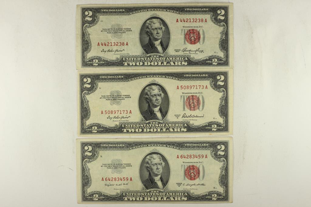 1953, 1953-A & 1953-B $2 US RED SEAL NOTES (1 of 2)