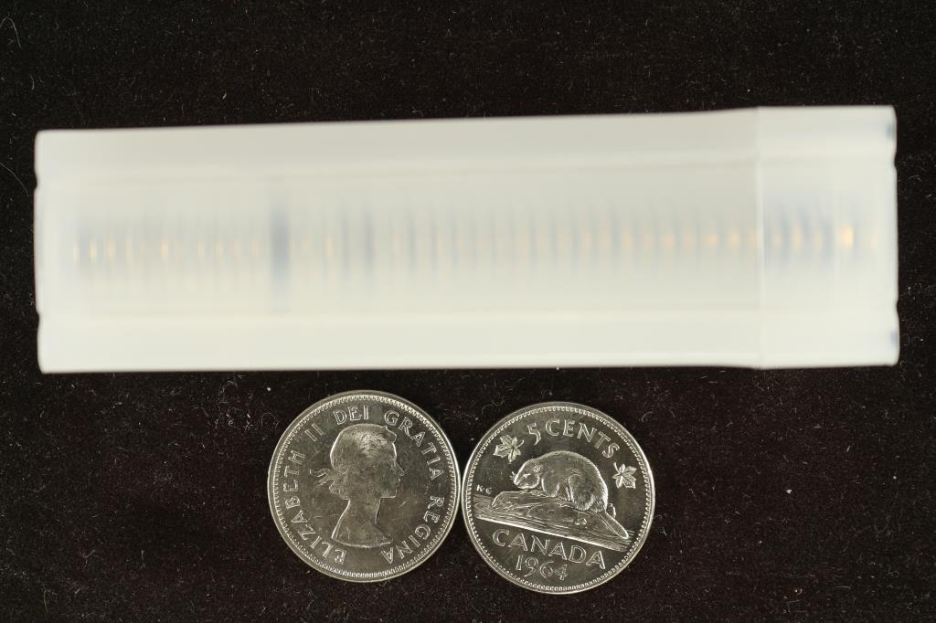 ROLL OF 41-1964 BRILLIANT UNC CANADA FIVE CENTS (1 of 1)