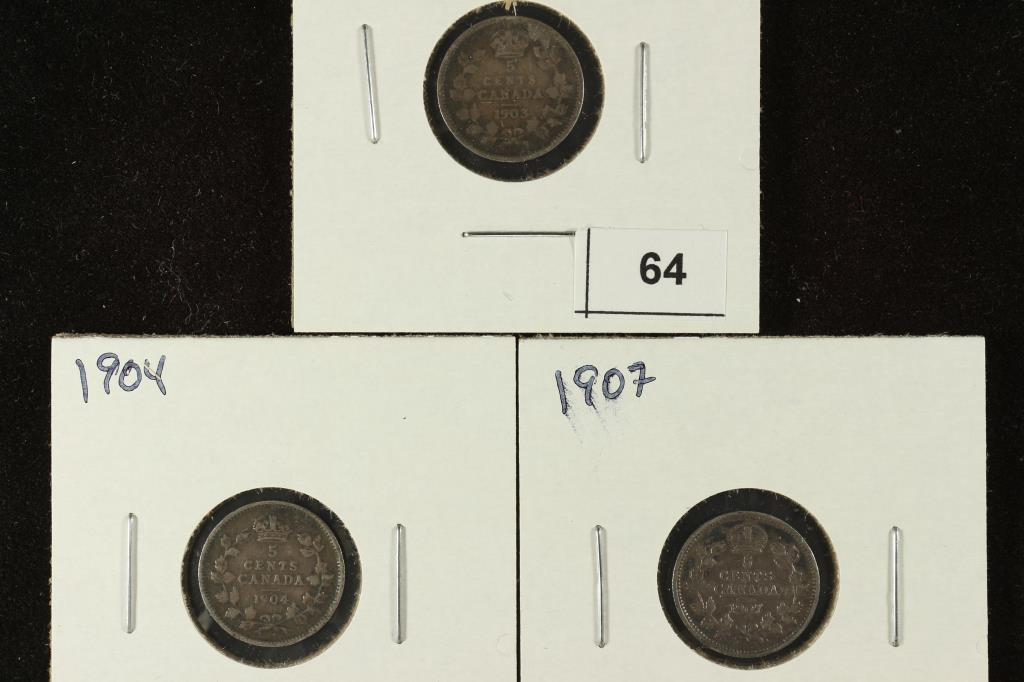 1903, 1904 & 1907 CANADA SILVER 5 CENTS (1 of 2)