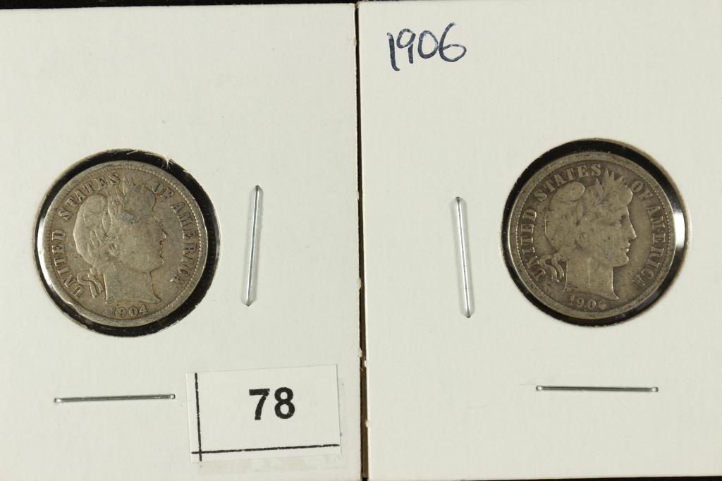 1904 & 1906 BARBER DIMES BOTH ARE FINE (1 of 2)
