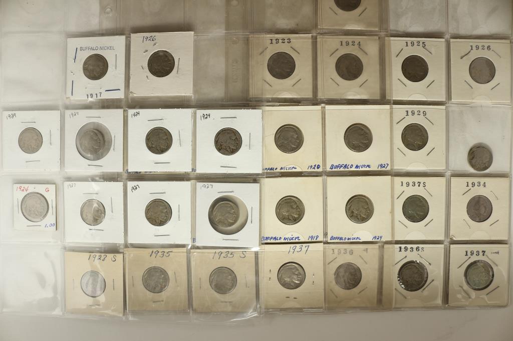 38 ASSORTED 1917-1937 BUFFALO NICKELS (1 of 4)