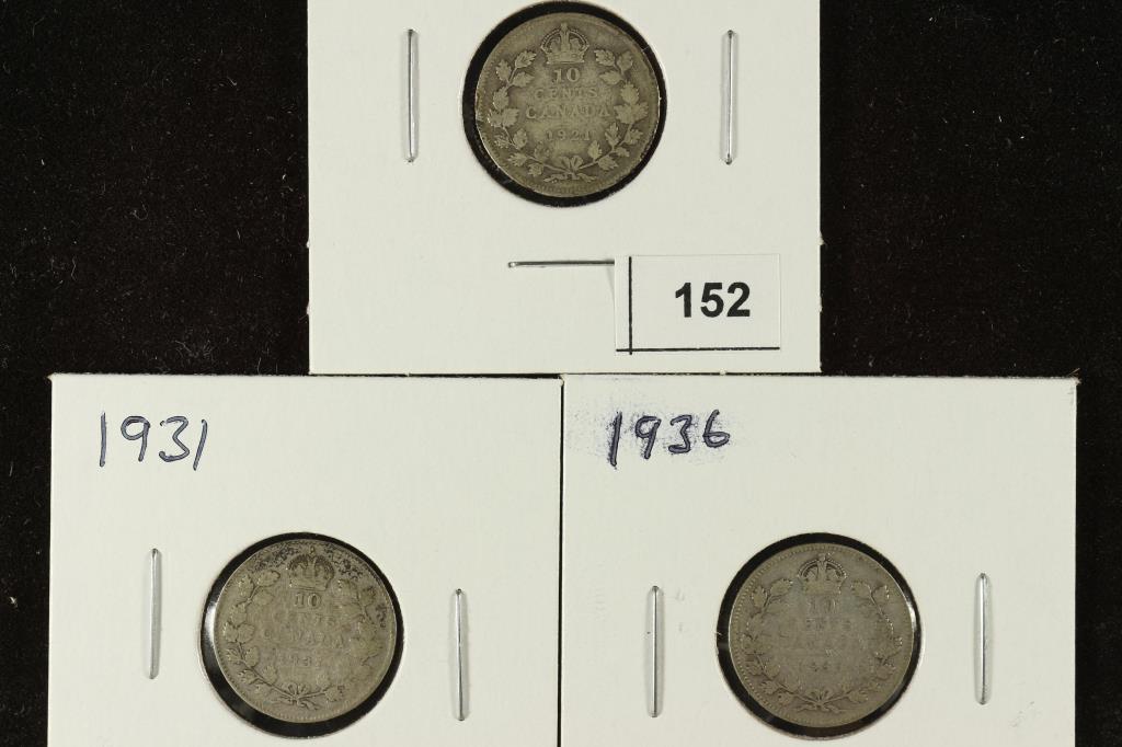 1921, 1931 & 1936 CANADA SILVER 10 CENTS (1 of 2)