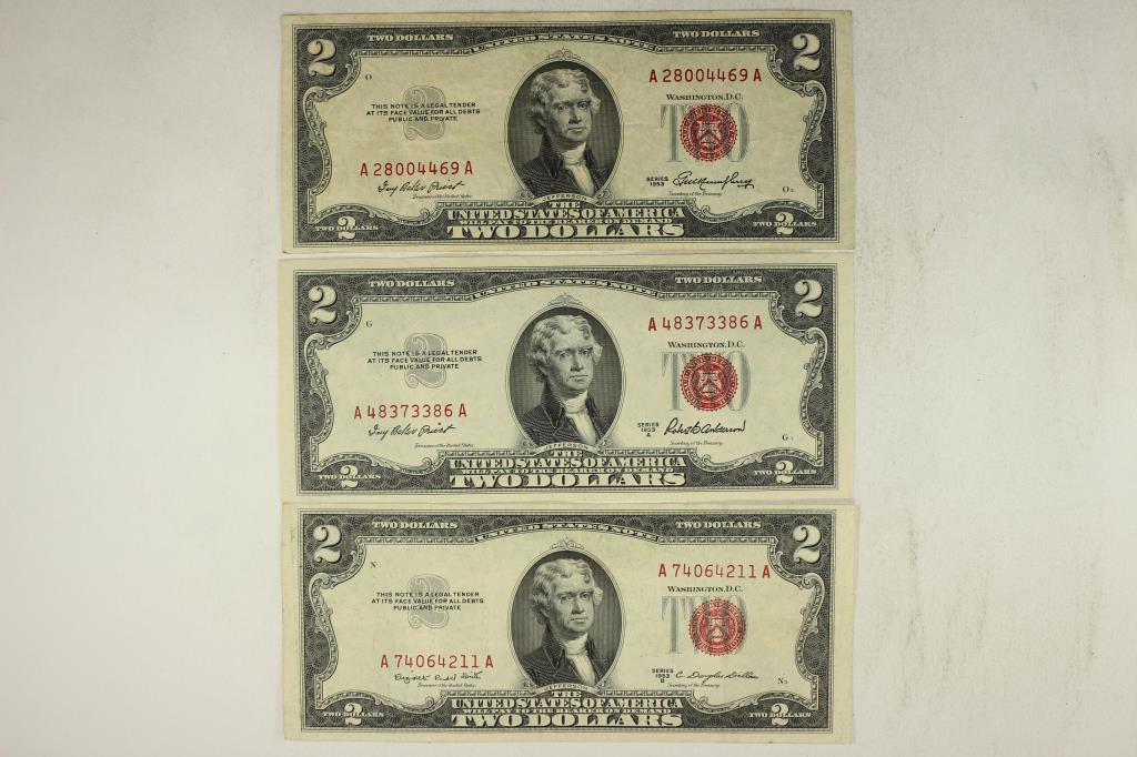1953, 1953-A & 1953-B $2 US RED SEAL NOTES (1 of 2)