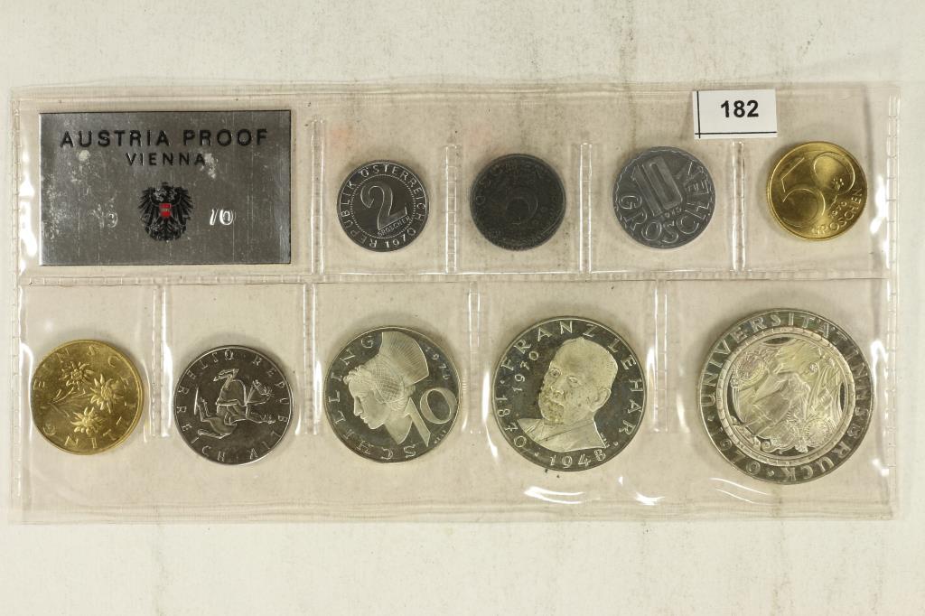 1970 AUSTRIA 9 COIN PROOF SET WITH SILVER (1 of 2)
