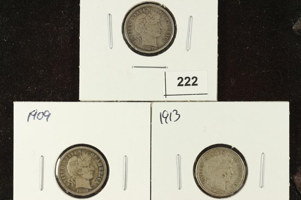 1907, 1909 & 1913 BARBER DIMES ALL FINES (1 of 2)