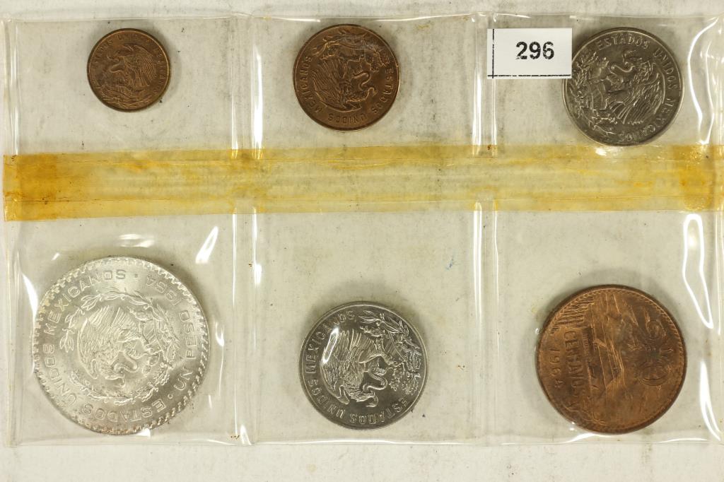 1964 MEXICO 6 COIN UNC SET WITH .100 SILVER PESO (1 of 2)
