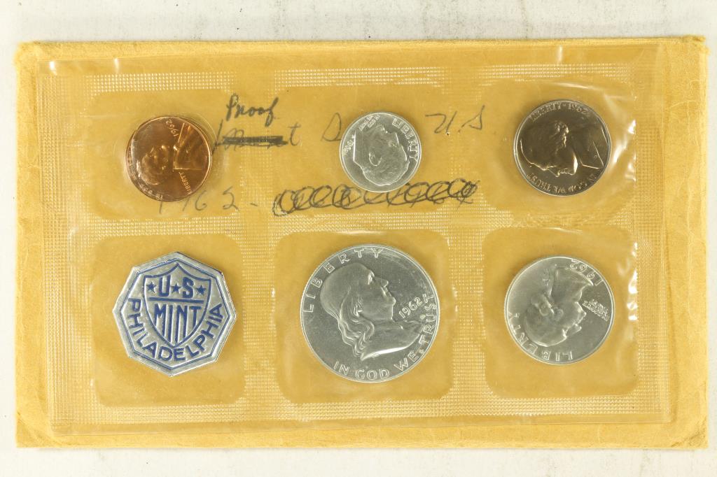 1962 US SILVER PROOF SET (WITH ENVELOPE) (1 of 2)