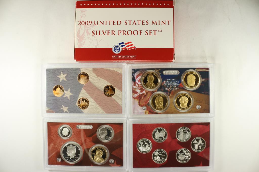2009 US SILVER PROOF SET (WITH BOX) 18 PIECES (1 of 2)