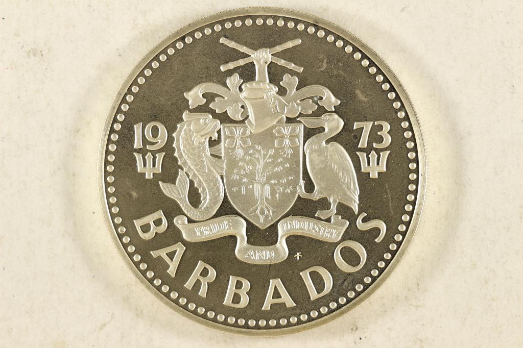 1973 BARBADOS $10 SILVER PROOF 1.1271 OZ. ASW (1 of 2)