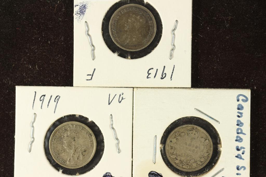 1913, 1919 & 1920 CANADA SILVER 5 CENTS (1 of 2)