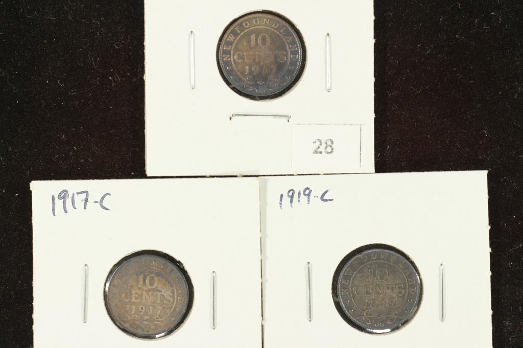 2-1917-C & 1919-C NEWFOUNDLAND SILVER 10 CENTS (1 of 2)