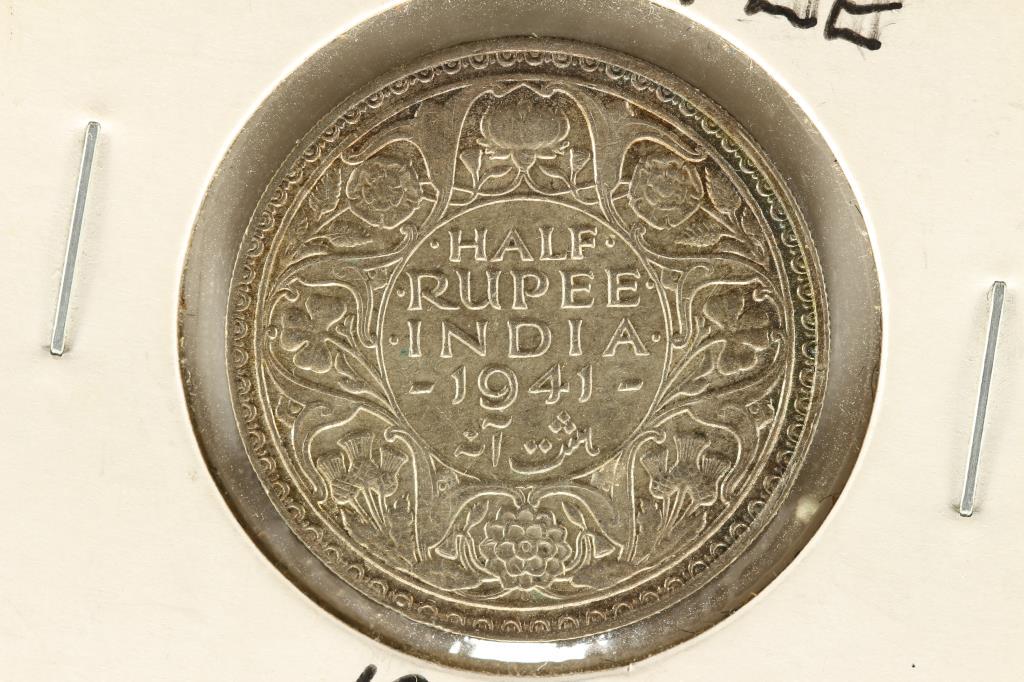 1941 BRITISH INDIA SILVER HALF RUPEE AU (1 of 2)