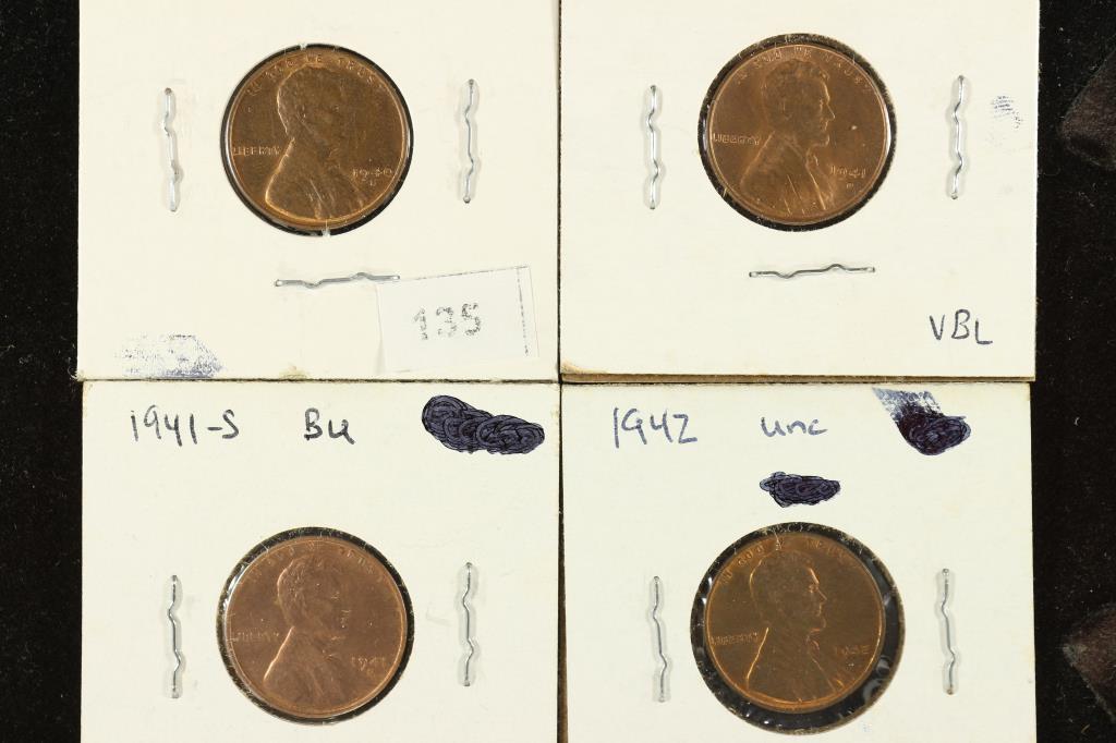 1940-S, 41-D, 41-S & 1942 LINCOLN CENTS BU (1 of 2)