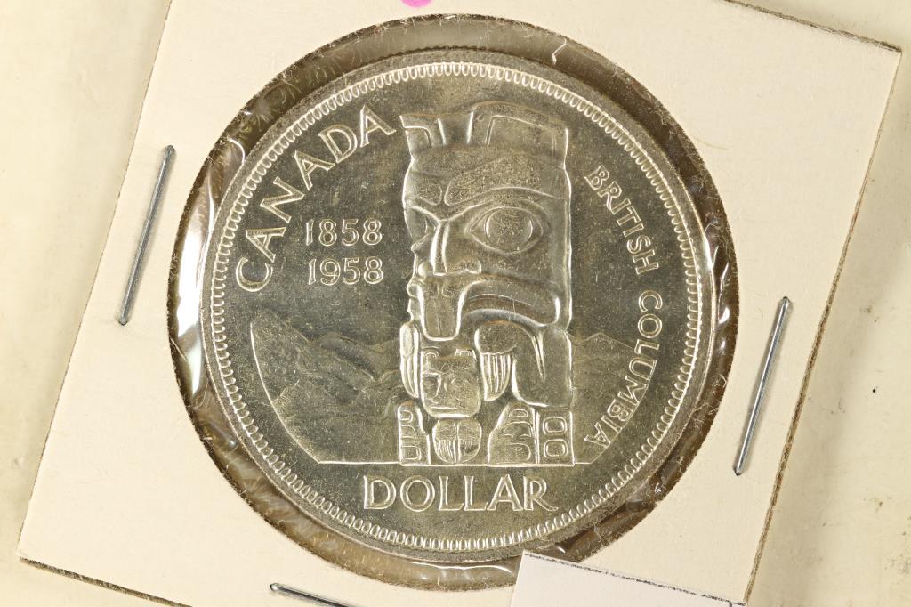 1958 CANADA TOTEM POLE SILVER DOLLAR BRILLIANT UNC: .6000 OZ. ASW
