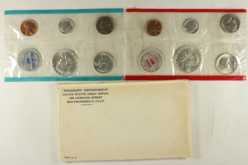 1963 SILVER US MINT SET (UNC) P/D (WITH ENVELOPE) (1 of 2)