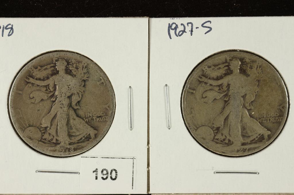 1918 & 1927-S WALKING LIBERTY HALF DOLLARS: PLEASE WATCH FOR OUR NEXT AUCTION ON MONDAY AUGUST 30TH, 2021.