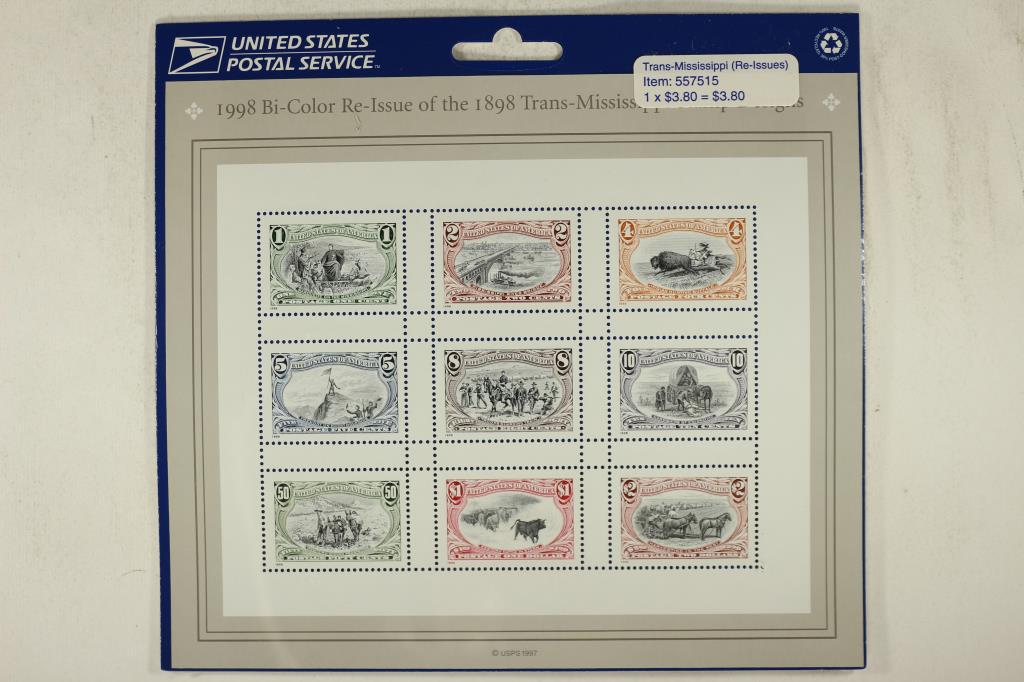 USPS SHEET OF 9 MINT UNUSED STAMPS FROM 1 CENT- (1 of 1)