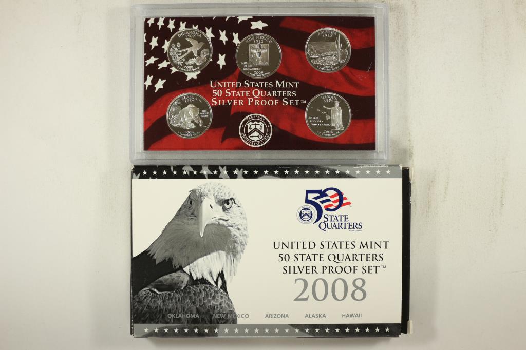 2008 SILVER US STATE QUARTERS PROOF SET WITH BOX (1 of 2)