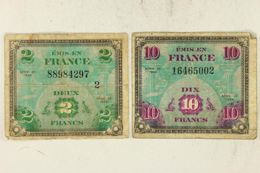 2-1944 FRANCE MILITARY PAYMENT CERTIFICATES (1 of 2)
